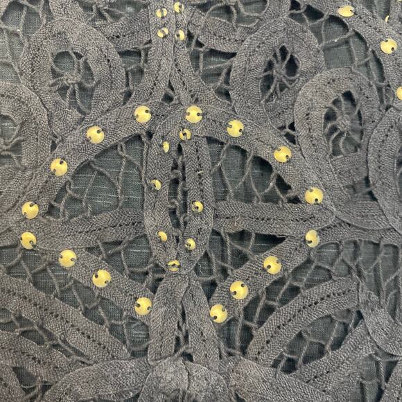 Roxy Black Sleeveless Lace Tank Top metal studs women sz XS - Picture 2 of 7